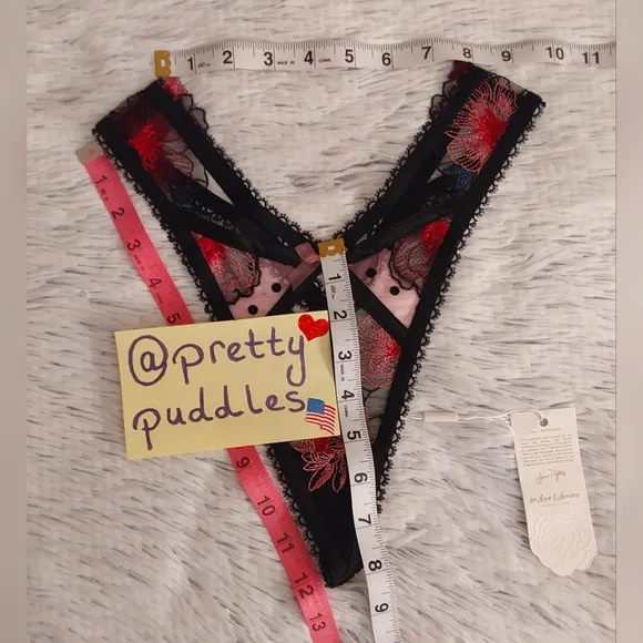 💖 For Love and Lemons Zinnia Embroidered High-Waist Thong Panty 💖