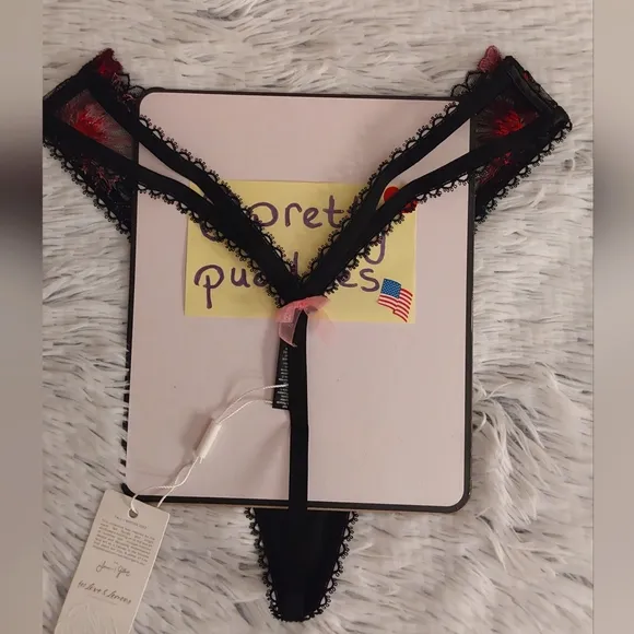 💖 For Love and Lemons Zinnia Embroidered High-Waist Thong Panty 💖