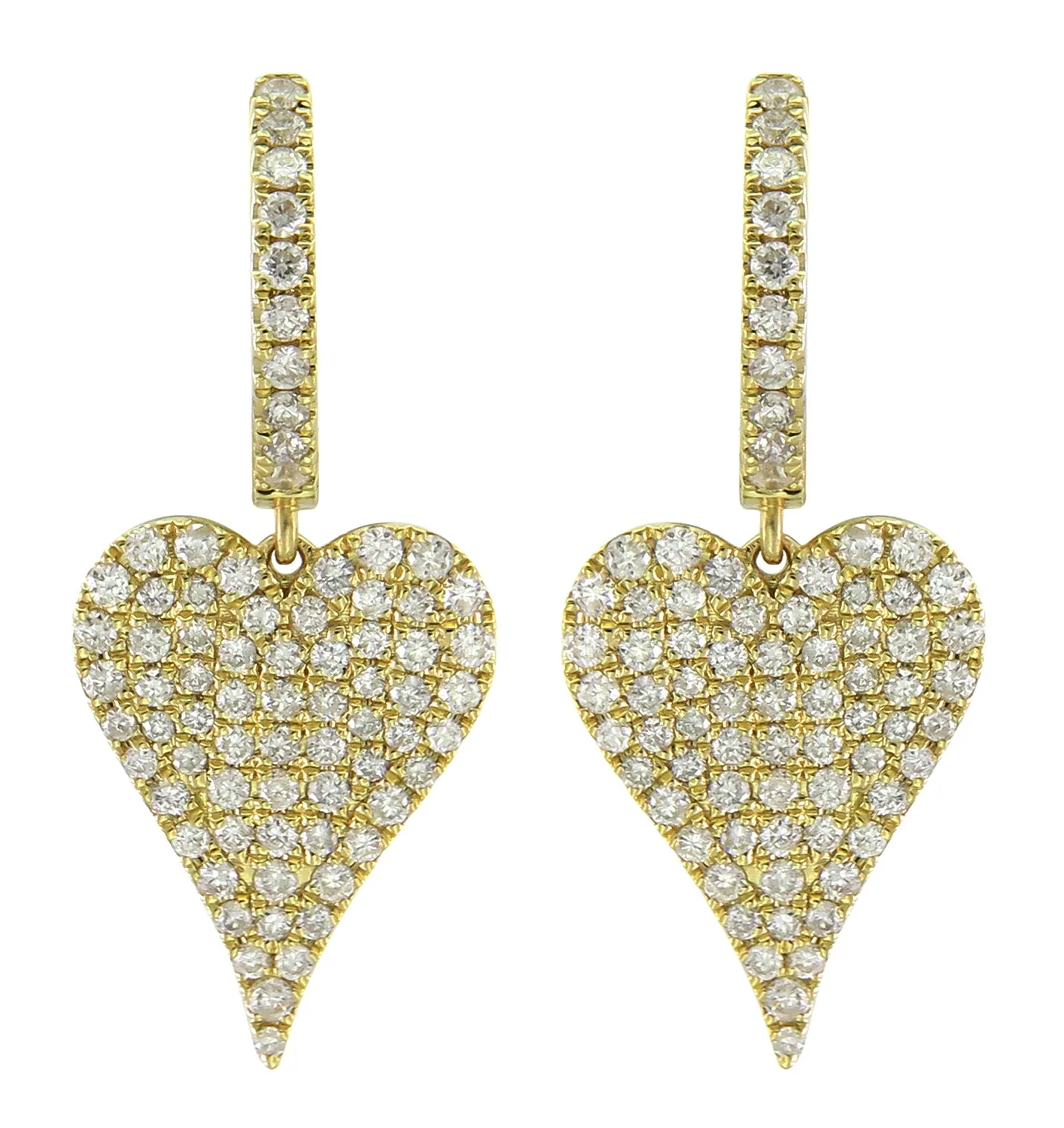 0.61ct tw Heart Shaped Pave Diamond Dangling Earrings