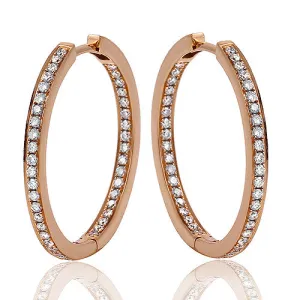 0.64ct In & Out Round Cut Diamond Hoop Earrings In 14k Rose Gold