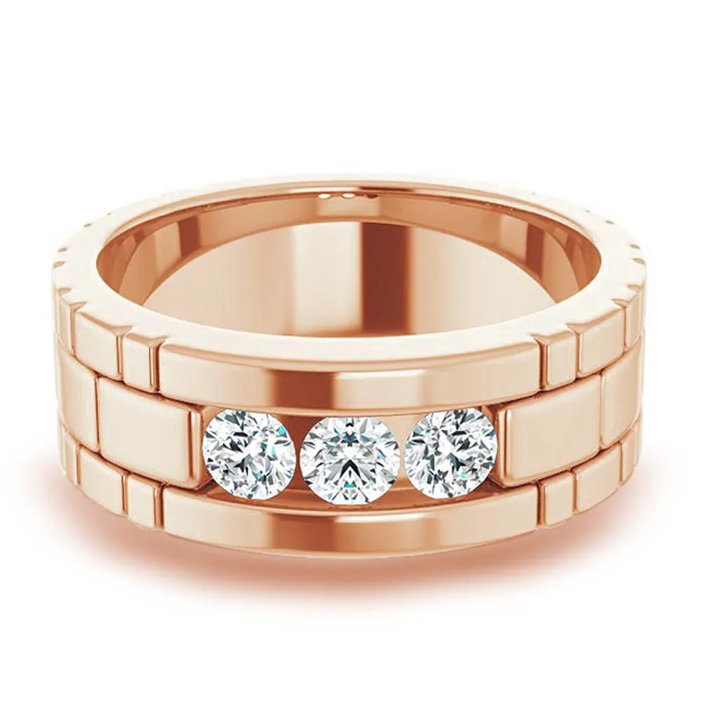 0.66 ctw Channel Set Round Diamond Men's Ring Watch Link Style