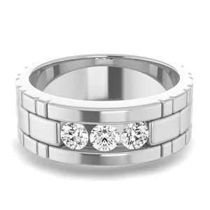 0.66 ctw Channel Set Round Diamond Men's Ring Watch Link Style