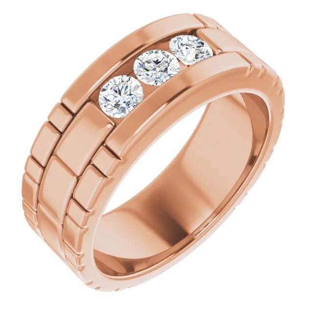 0.66 ctw Channel Set Round Diamond Men's Ring Watch Link Style