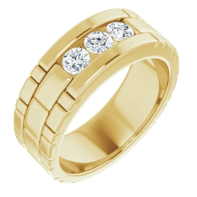 0.66 ctw Channel Set Round Diamond Men's Ring Watch Link Style