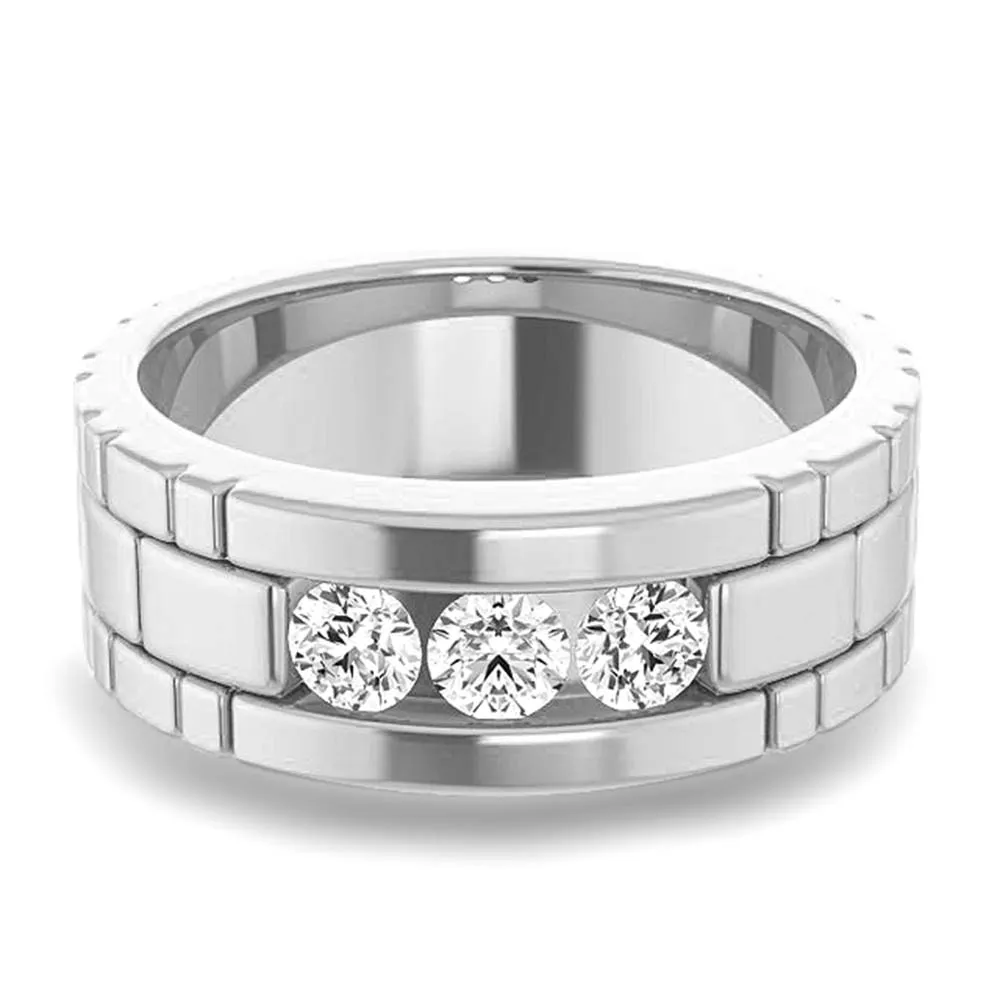 0.66 ctw Channel Set Round Diamond Men's Ring Watch Link Style