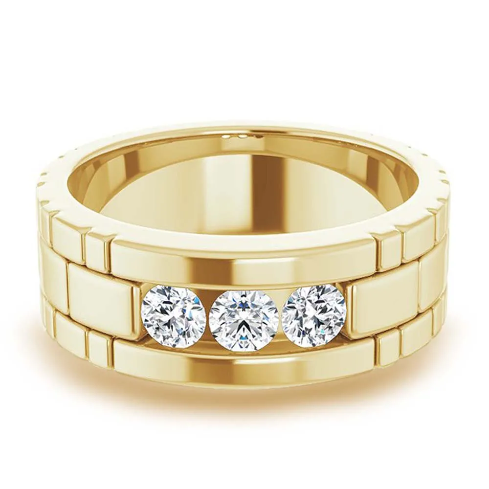 0.66 ctw Channel Set Round Diamond Men's Ring Watch Link Style
