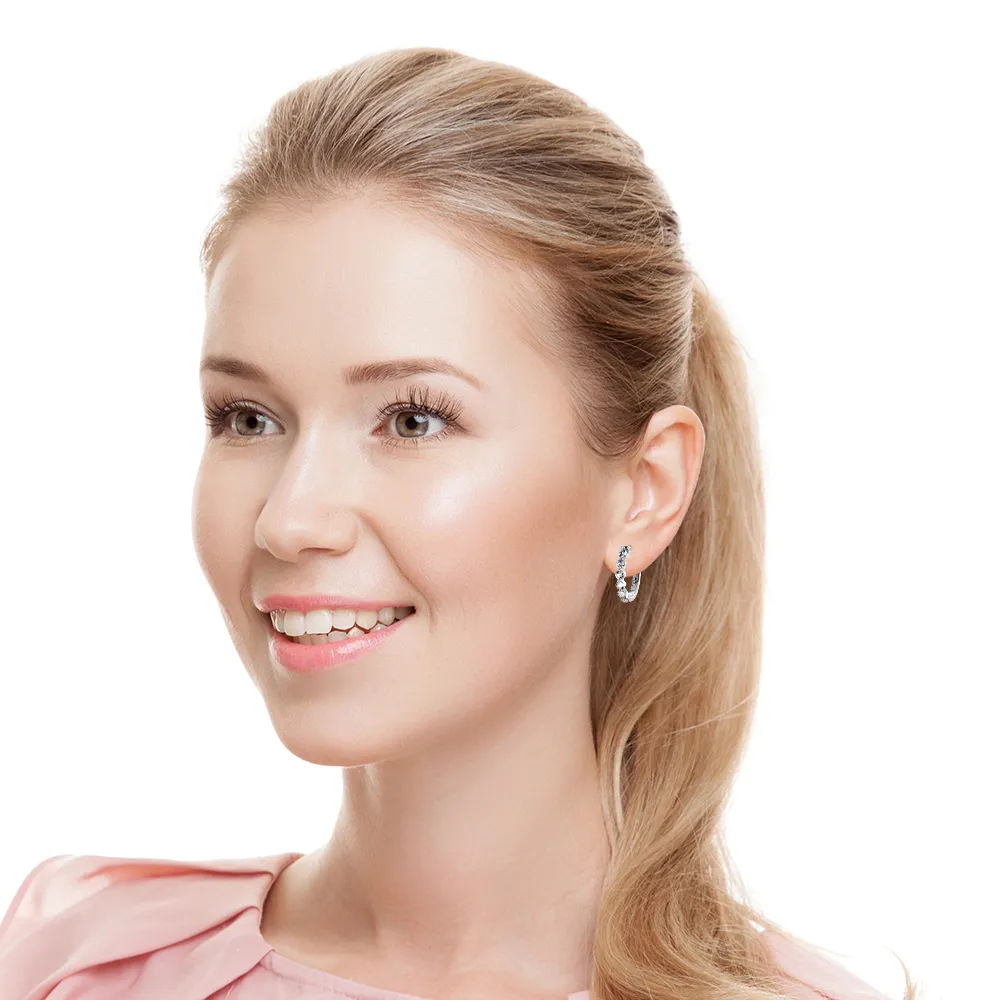 1.0 ctw. Floating Diamond Elegant Oval Hoop Earrings