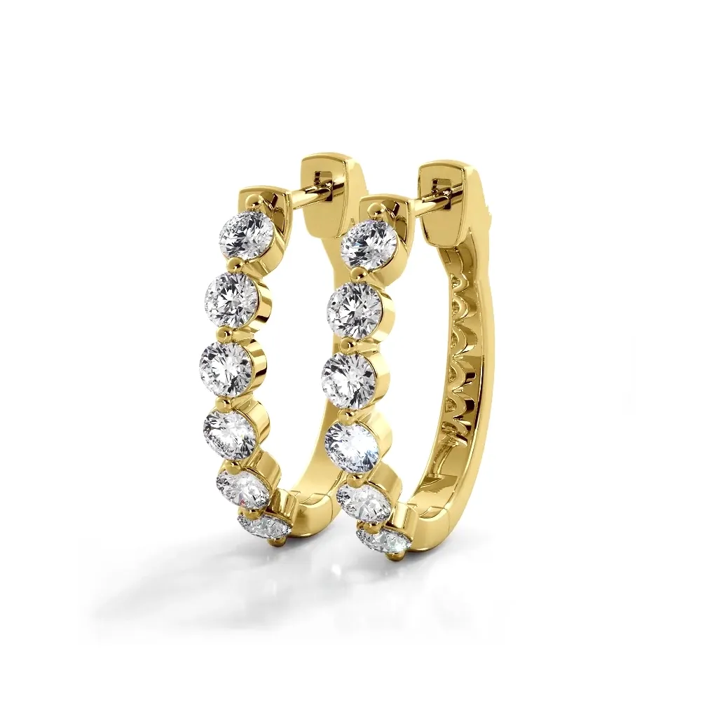 1.0 ctw. Floating Diamond Elegant Oval Hoop Earrings