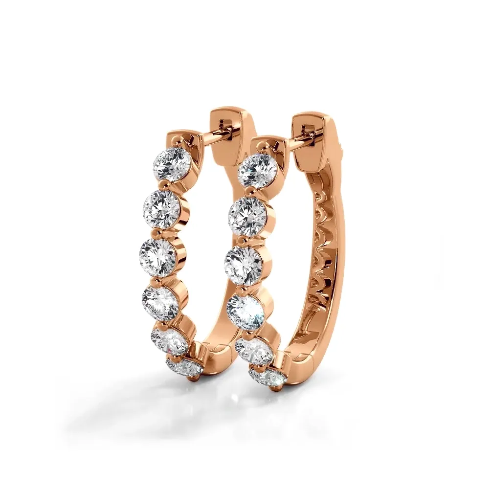 1.0 ctw. Floating Diamond Elegant Oval Hoop Earrings