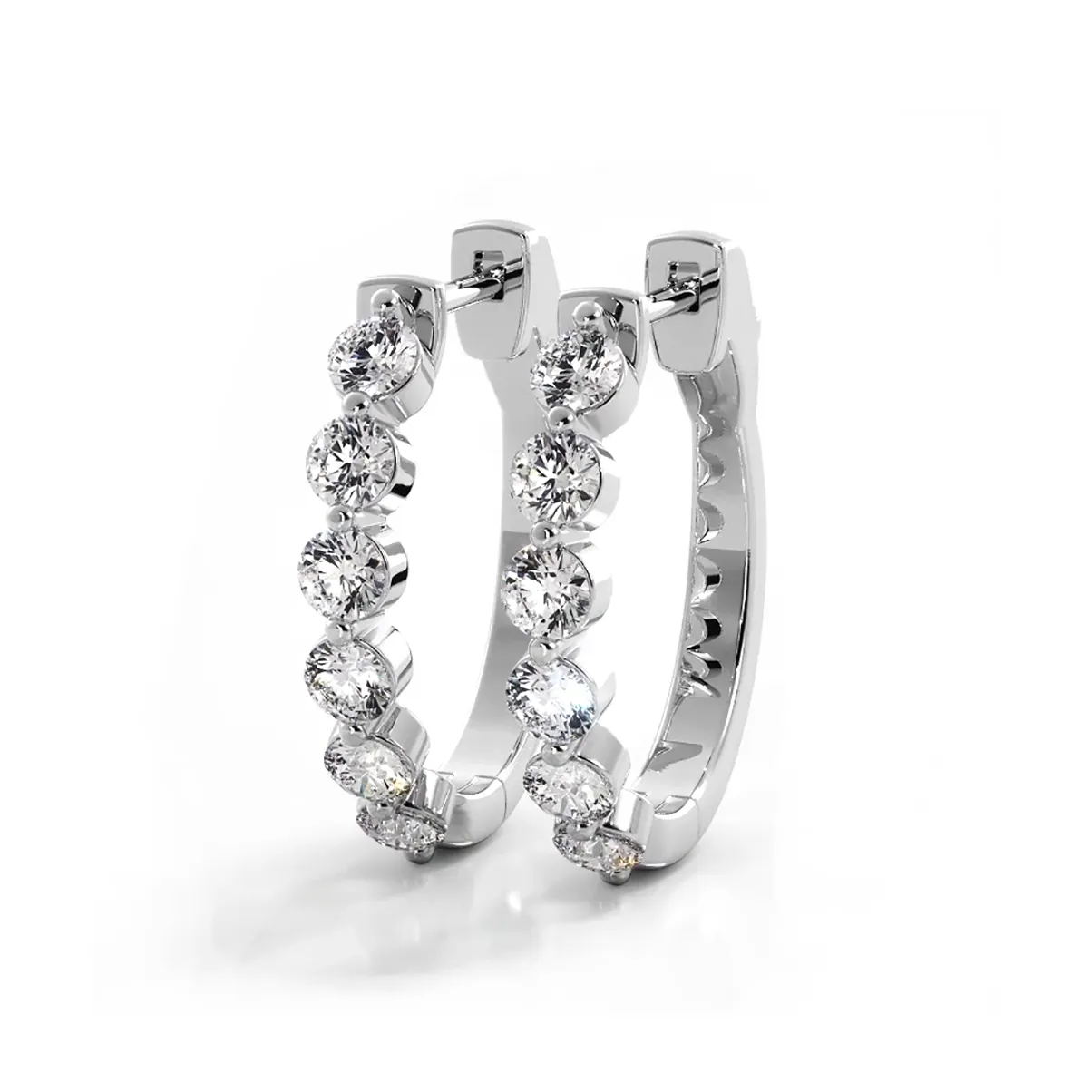 1.0 ctw. Floating Diamond Elegant Oval Hoop Earrings