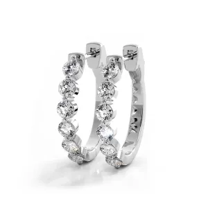 1.0 ctw. Floating Diamond Elegant Oval Hoop Earrings