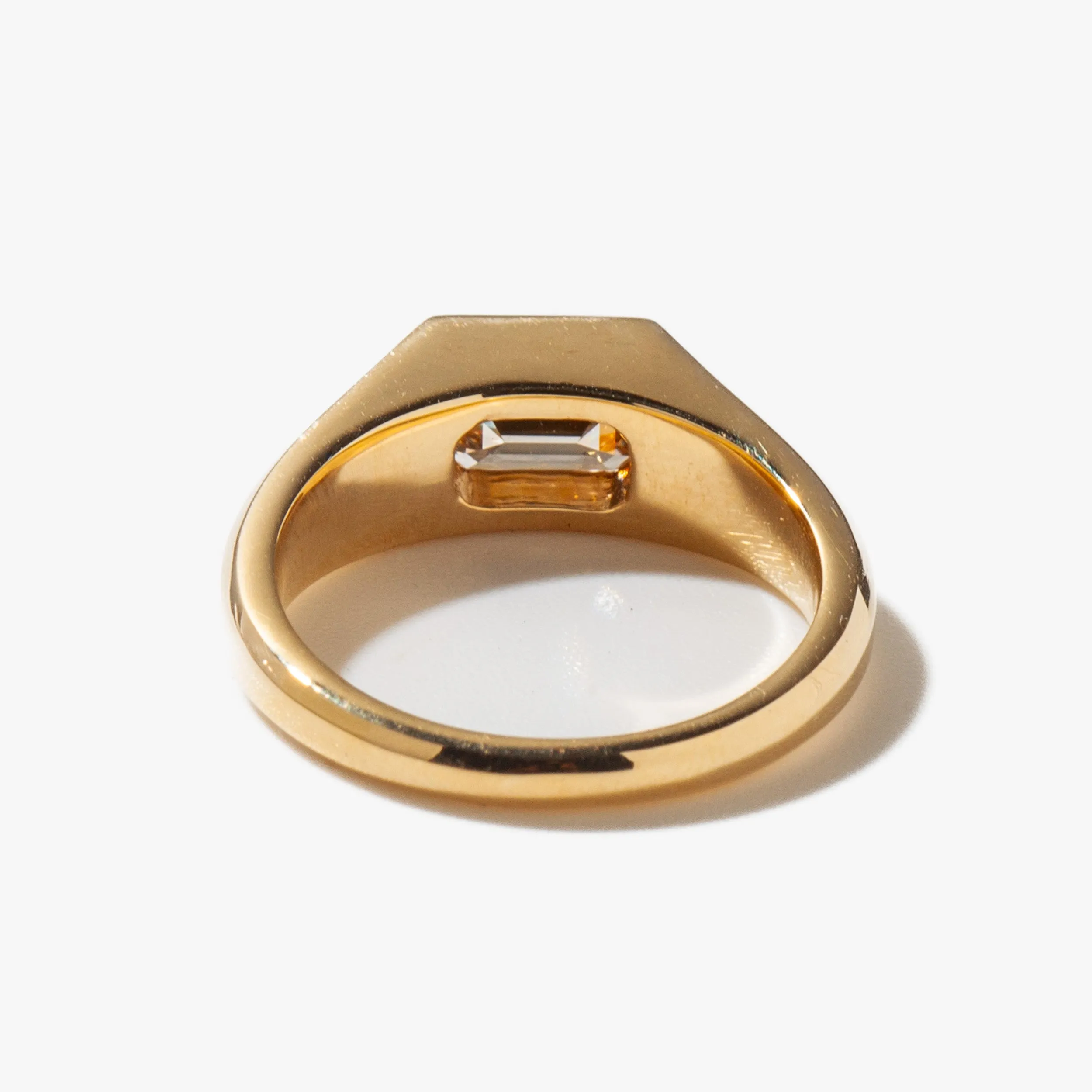 1.03 ct East-West Emerald-cut Champagne Diamond Reverence Signet Ring