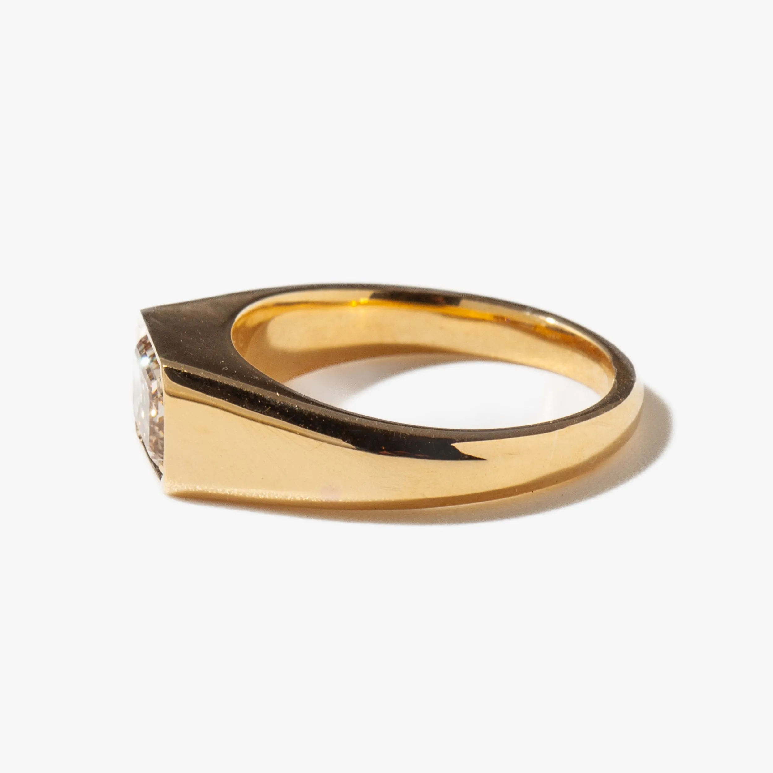 1.03 ct East-West Emerald-cut Champagne Diamond Reverence Signet Ring