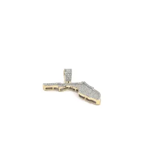 10k Yellow Gold .42ct H SI2 State of Florida Diamond Pendant  1 1/4" x 1 1/4"