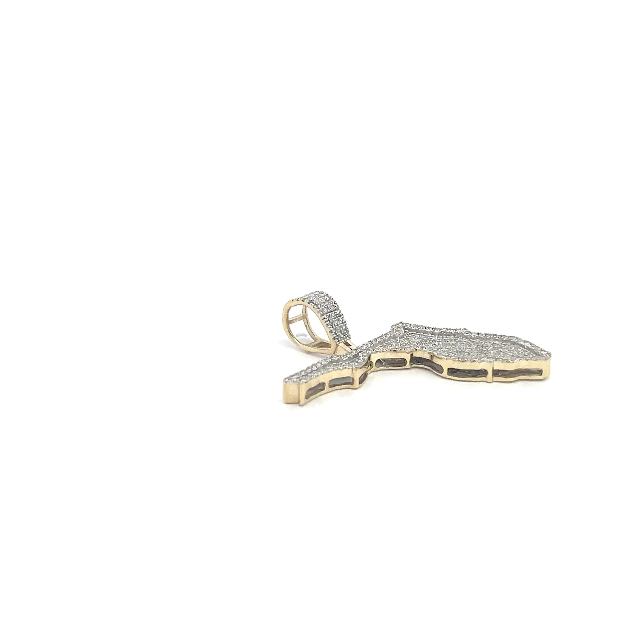 10k Yellow Gold .42ct H SI2 State of Florida Diamond Pendant  1 1/4" x 1 1/4"