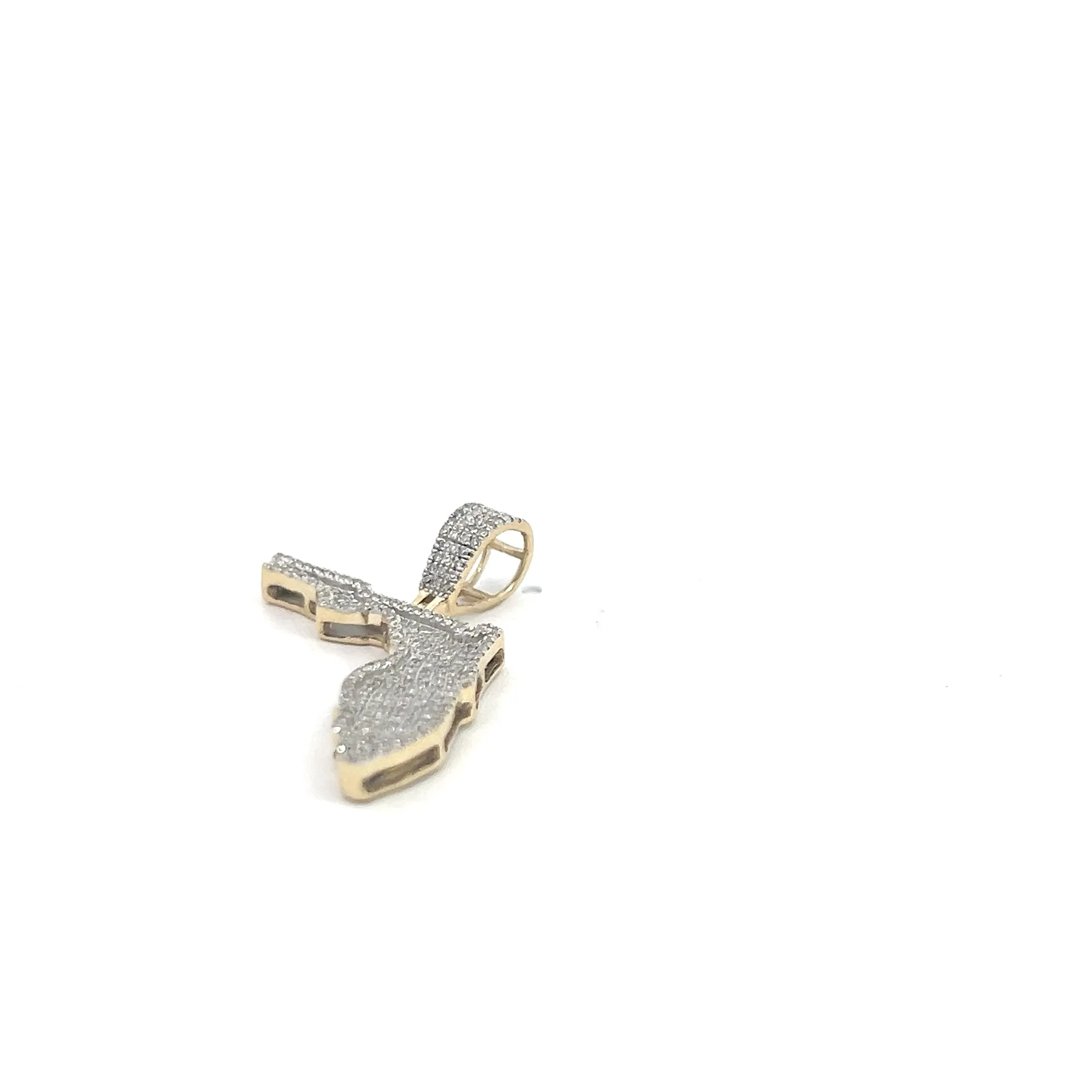 10k Yellow Gold .42ct H SI2 State of Florida Diamond Pendant  1 1/4" x 1 1/4"