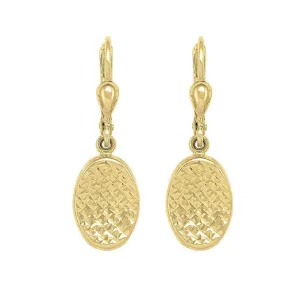 10K Yellow Gold Diamond-Cut Oval Drop Earrings