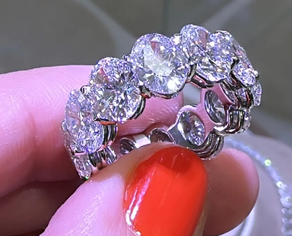 12.10ct tw All GIA Certified 12 Oval CutEternity Band Crafted Luxurious Platinum