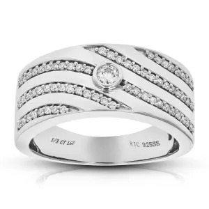 1/3 cttw Lab Grown Diamond Solitaire Wedding Band Sterling Silver