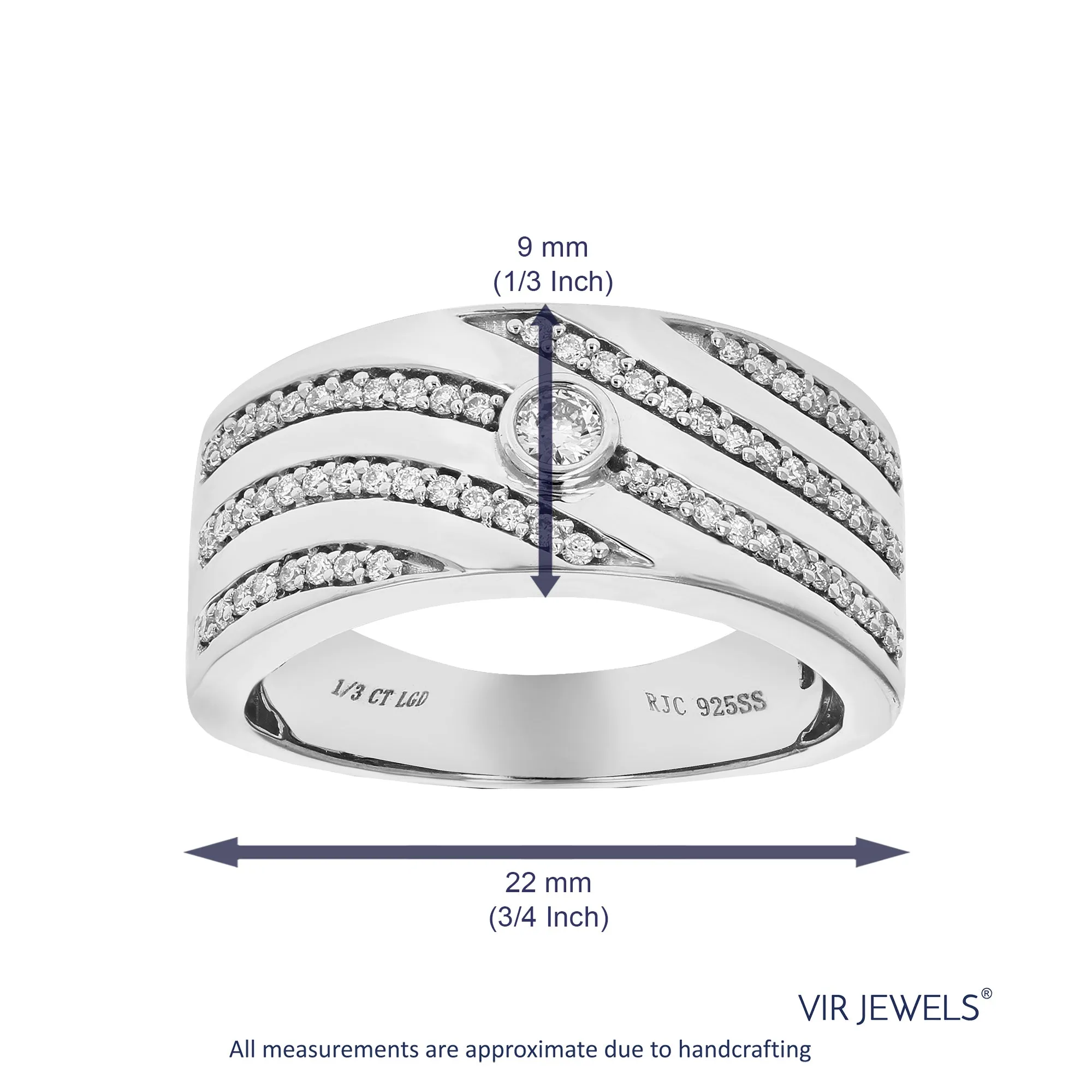 1/3 cttw Lab Grown Diamond Solitaire Wedding Band Sterling Silver