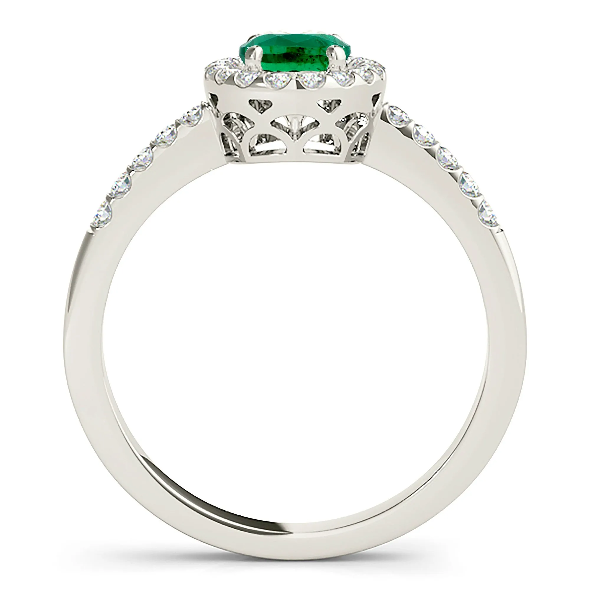 1.30 ct. Genuine Oval Emerald With Halo, Filigree Basket