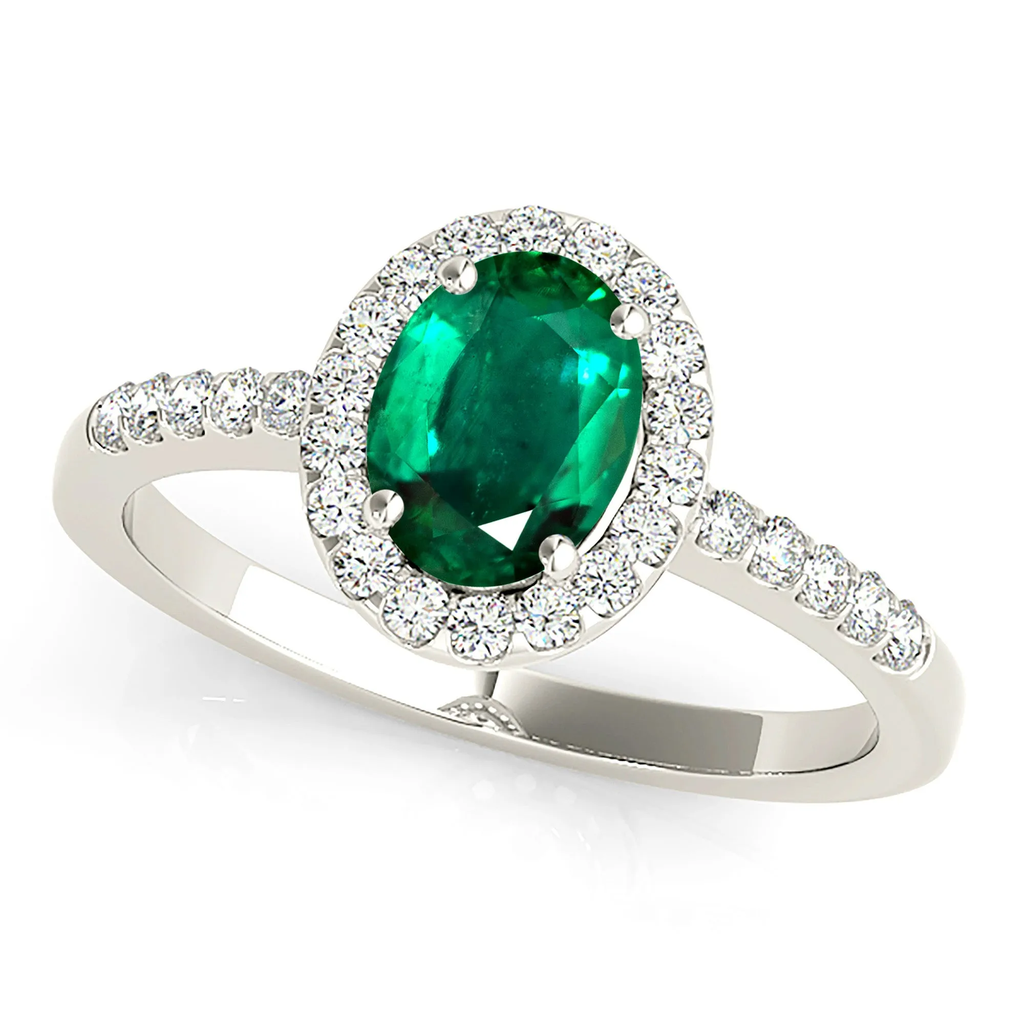 1.30 ct. Genuine Oval Emerald With Halo, Filigree Basket