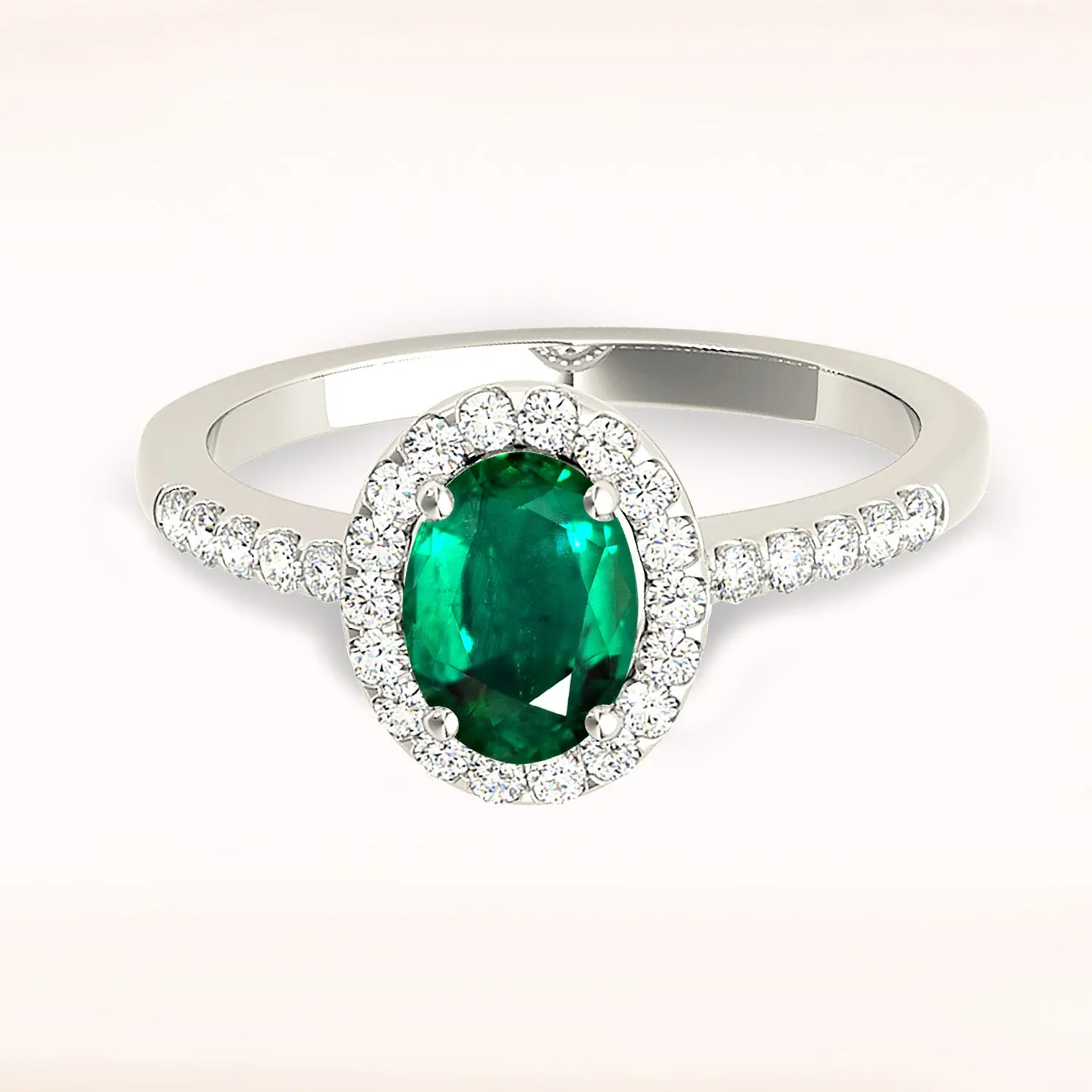 1.30 ct. Genuine Oval Emerald With Halo, Filigree Basket