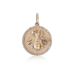 14K GOLD AND DIAMOND BUMBLE BEE MEDALLION