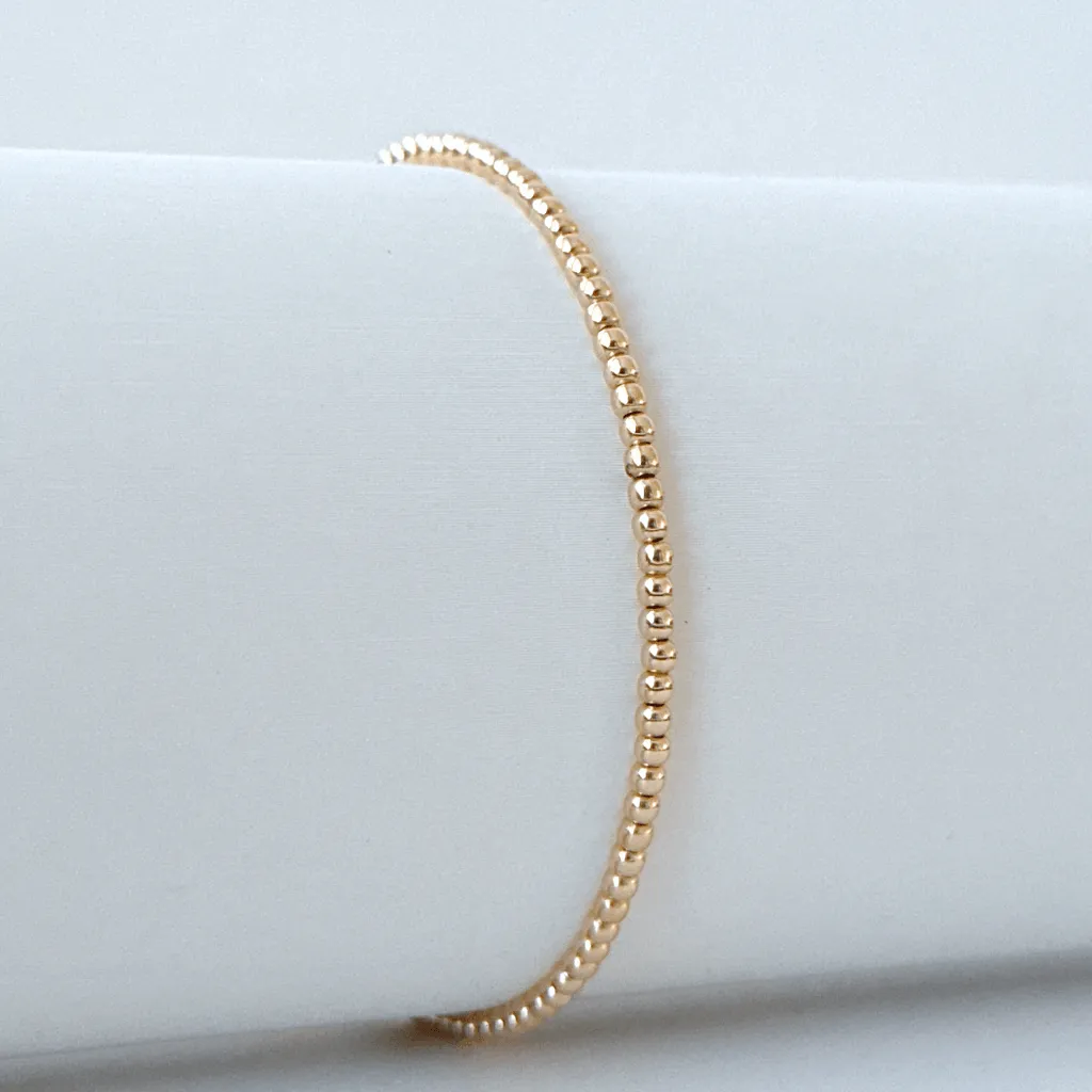 14k Gold Beaded Bracelet - Timeless Elegance