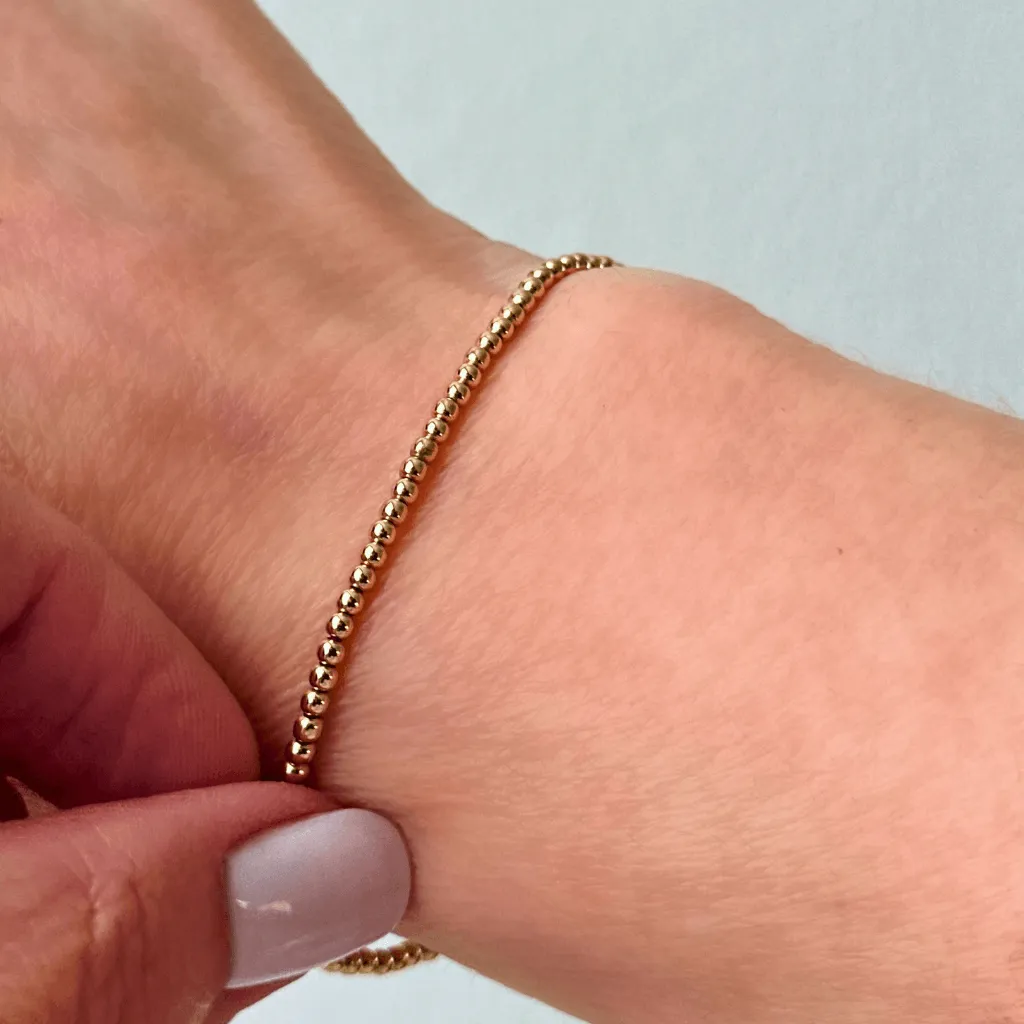 14k Gold Beaded Bracelet - Timeless Elegance