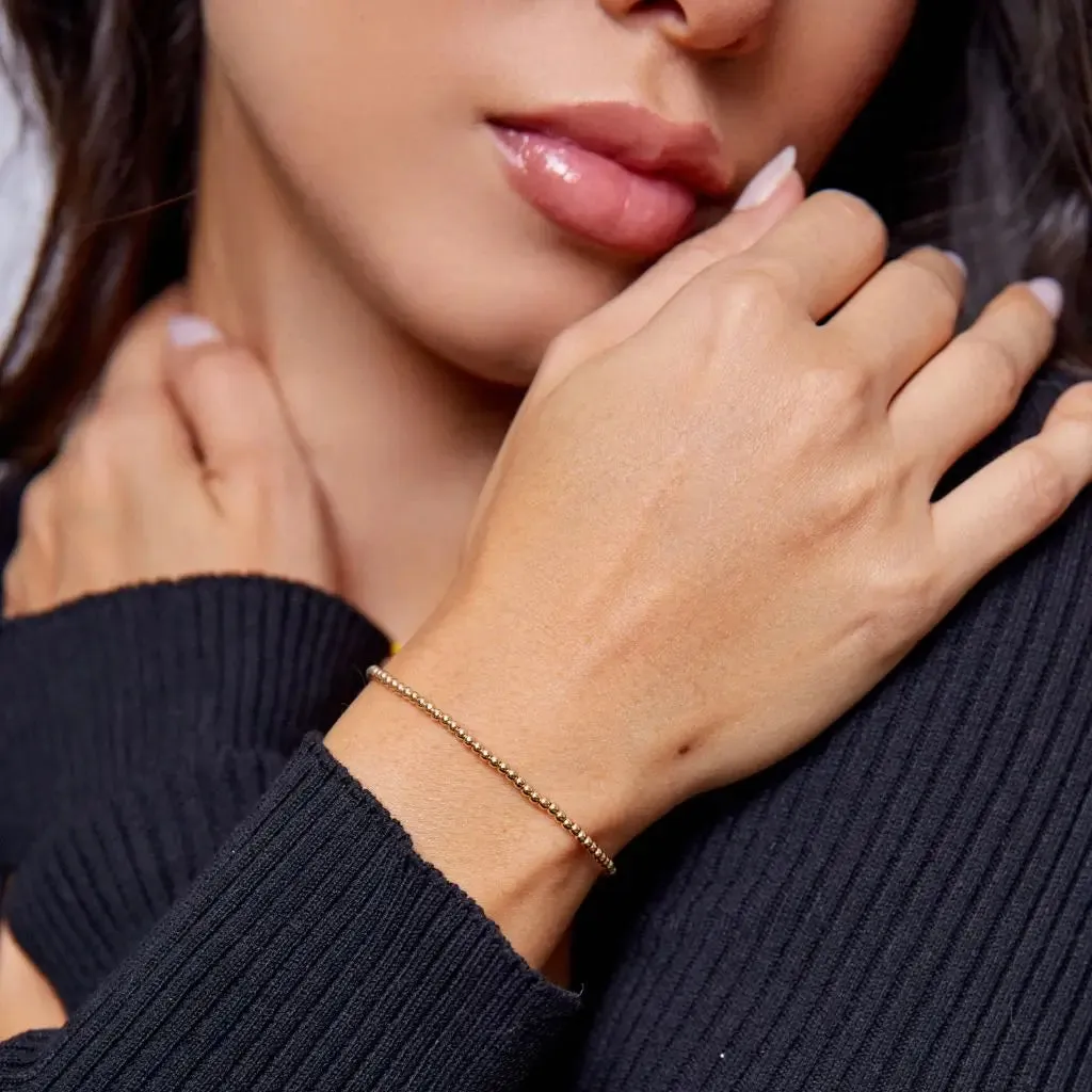 14k Gold Beaded Bracelet - Timeless Elegance