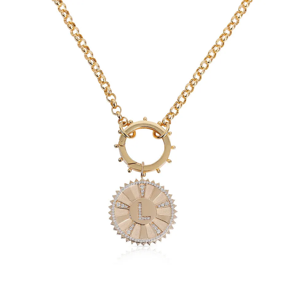 14K GOLD DIAMOND PERSONALIZED MEDALLION