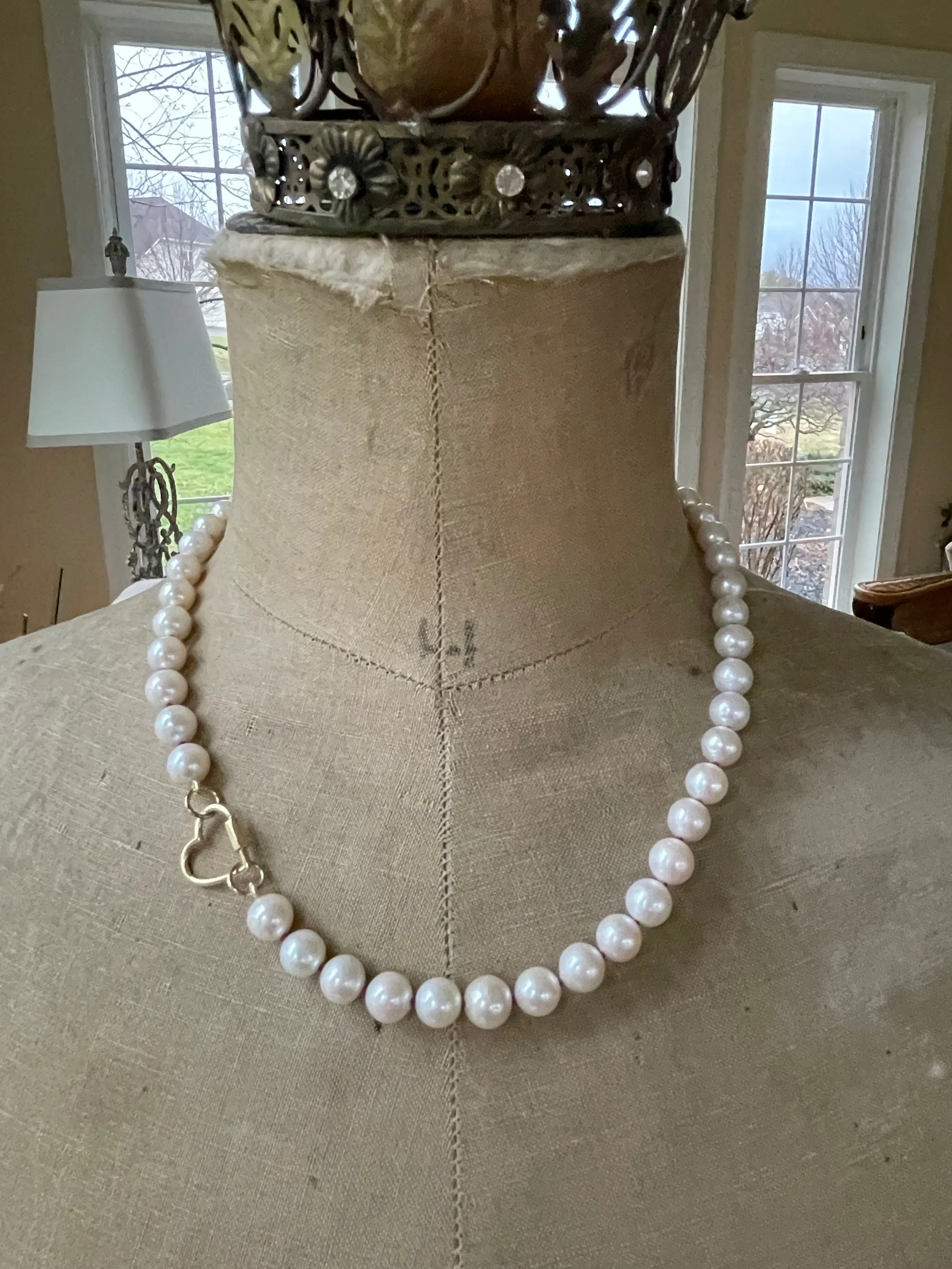 14k Open Loop Freshwater Pearl Silk Necklace