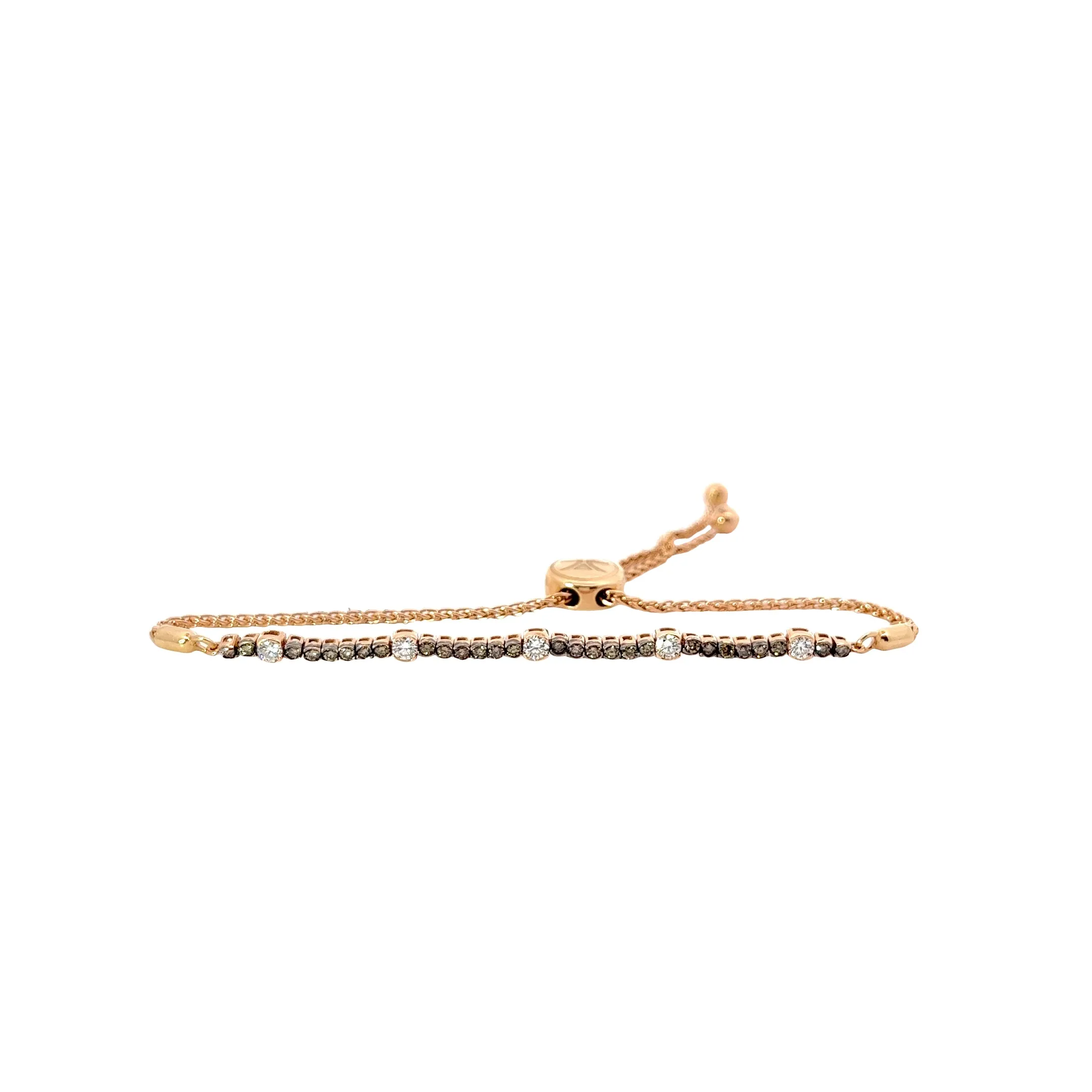 14k Rose Gold .50ct G VS2 Round and .50ct Chocolate diamond Bracelet