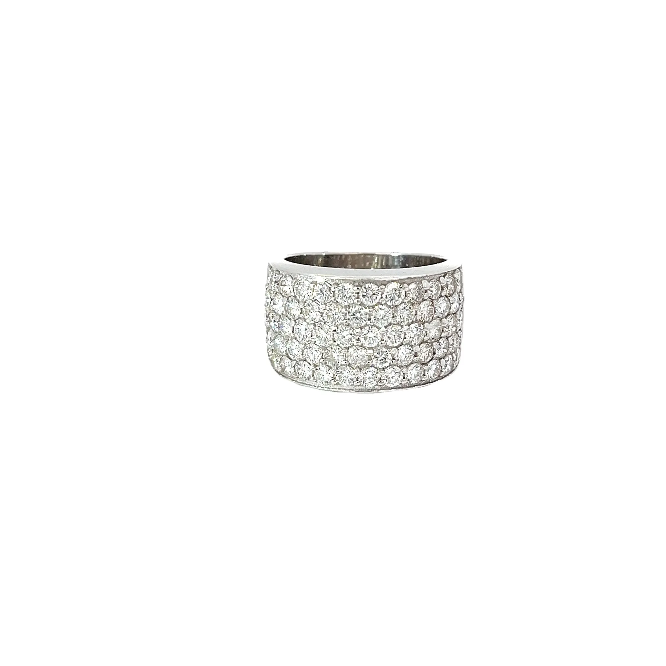 14K WHITE GOLD 3.15CT F VS2 ROUND DIAMOND 5 ROW RING 13.2MM 12 GRAM