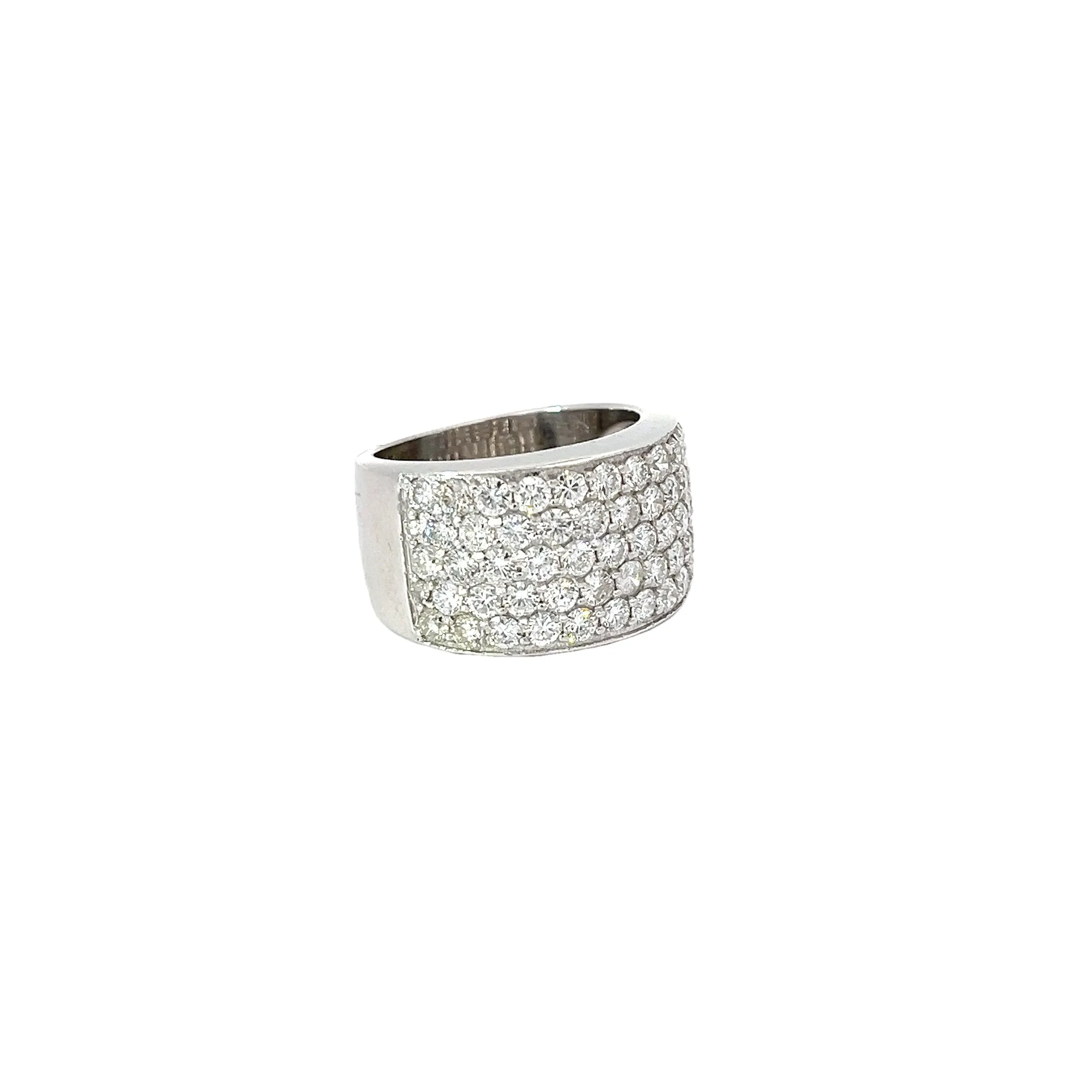 14K WHITE GOLD 3.15CT F VS2 ROUND DIAMOND 5 ROW RING 13.2MM 12 GRAM
