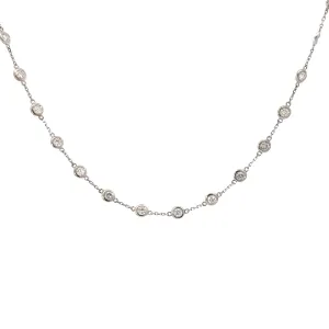14k white gold 4.20ct H SI1 Round Diamond by the yard Necklace