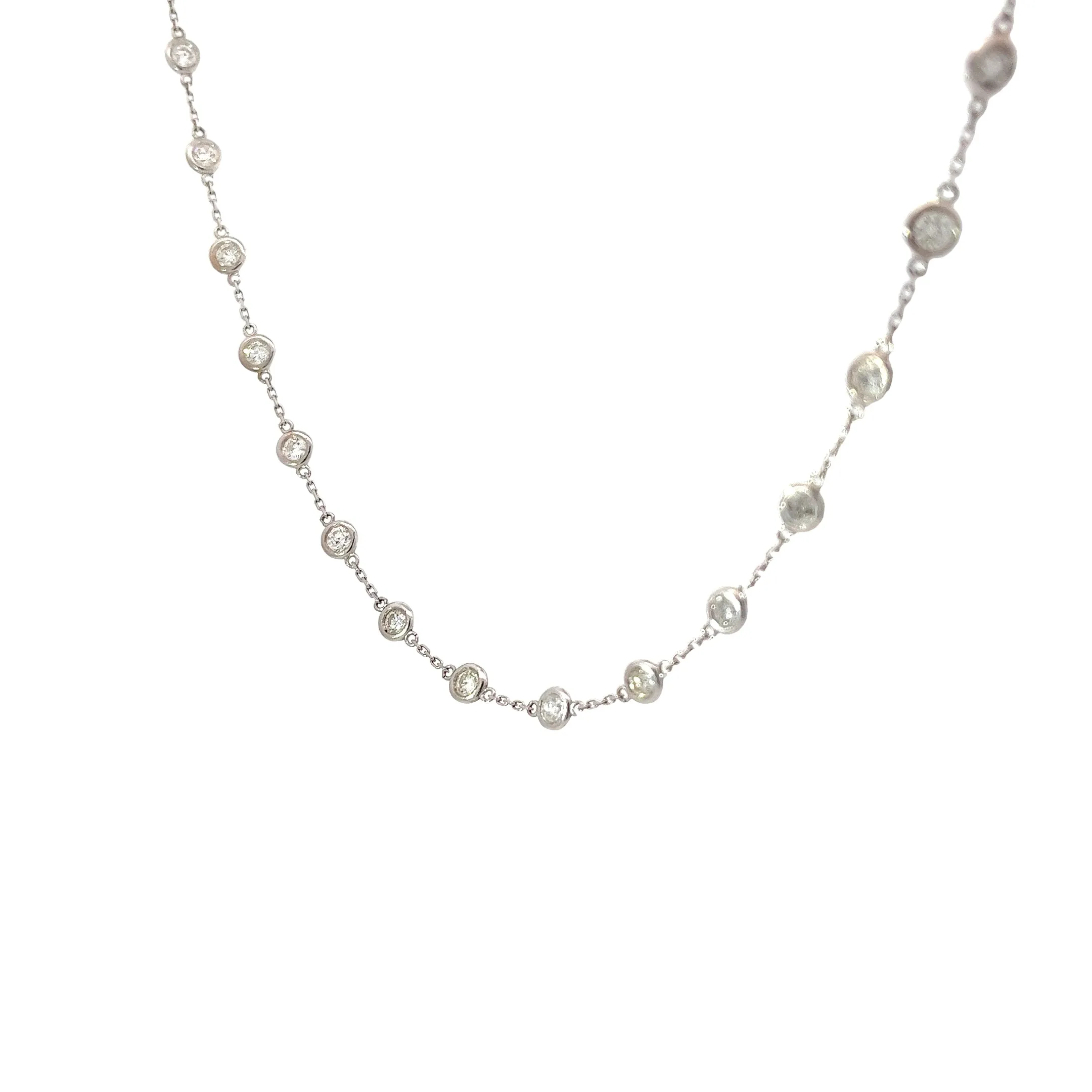 14k white gold 4.20ct H SI1 Round Diamond by the yard Necklace