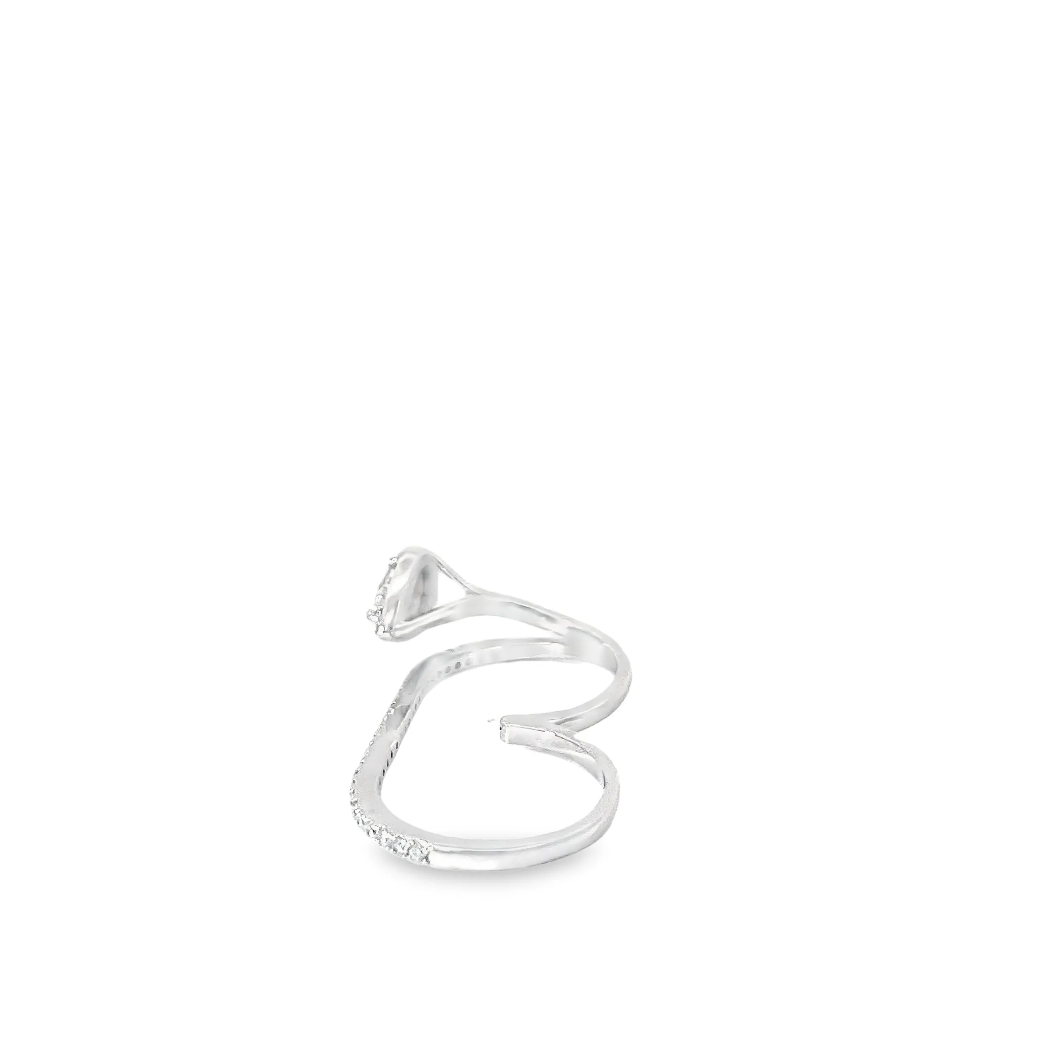 14K WHITE GOLD .65CT PEAR AND .53CT ROUND DIAMOND TWO FINGER RING