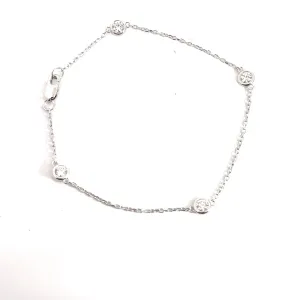 14k White Gold .75ct G VS2 Round Diamond / Diamond By the Yard Bracelet