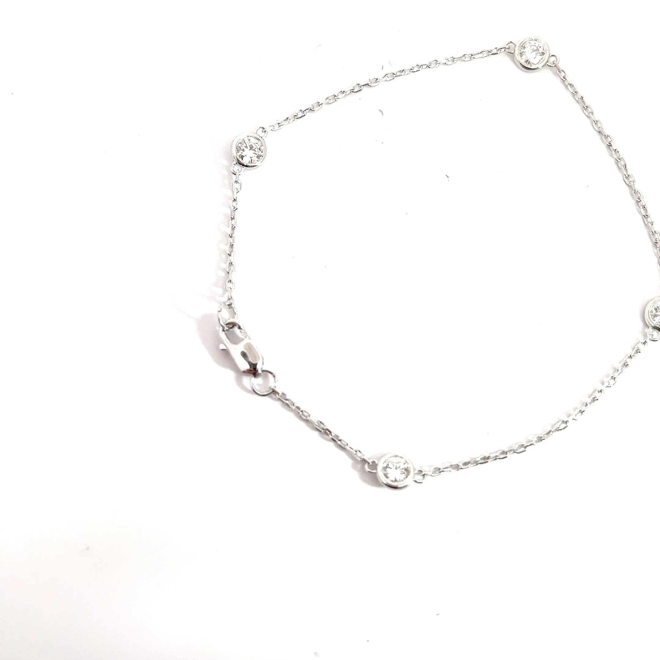 14k White Gold .75ct G VS2 Round Diamond / Diamond By the Yard Bracelet