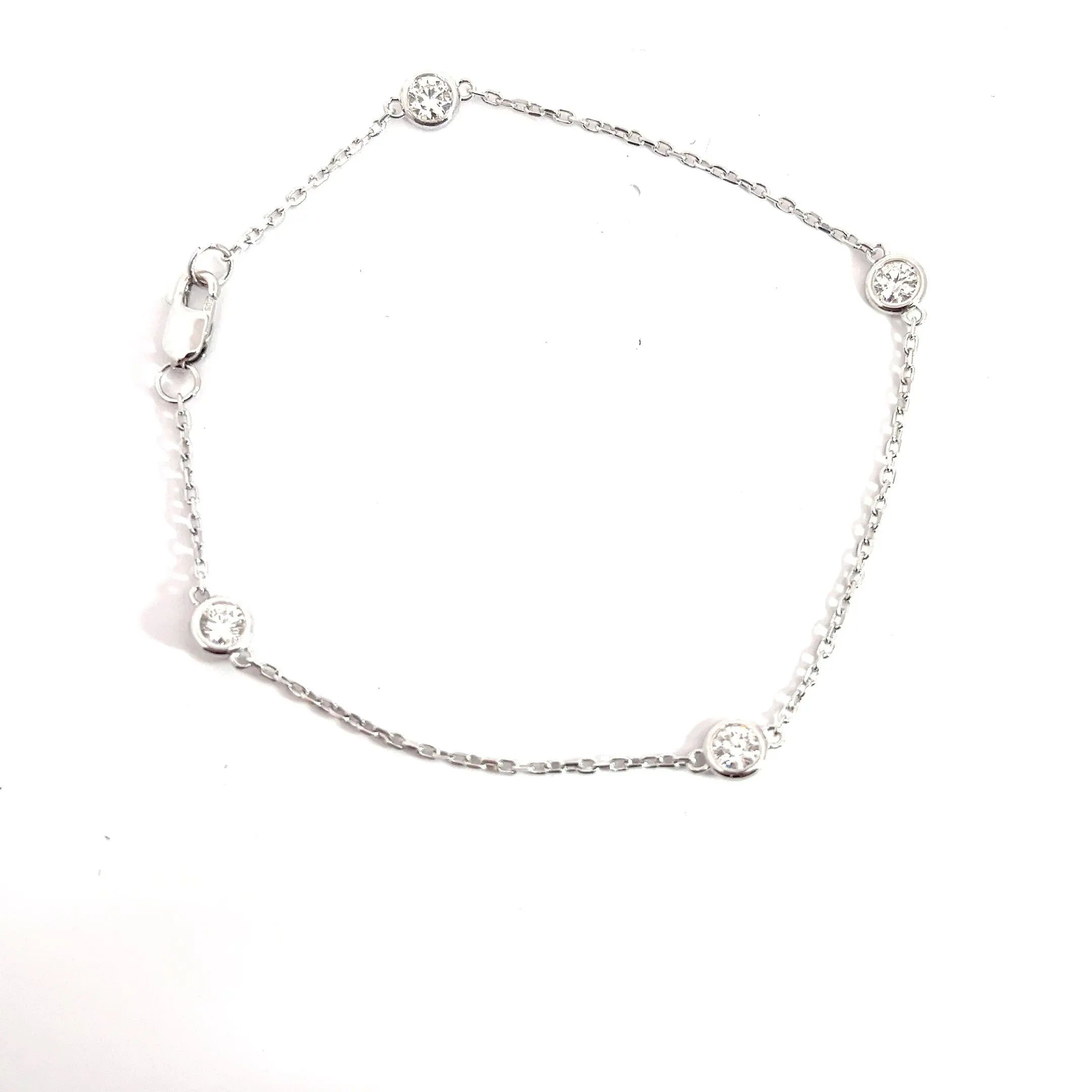 14k White Gold .75ct G VS2 Round Diamond / Diamond By the Yard Bracelet