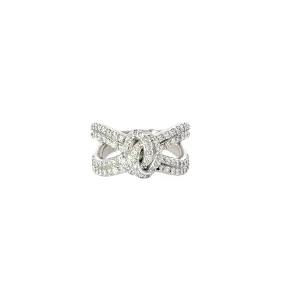 14k White Gold .80ct G SI1 Round Diamond Love Knot Ring