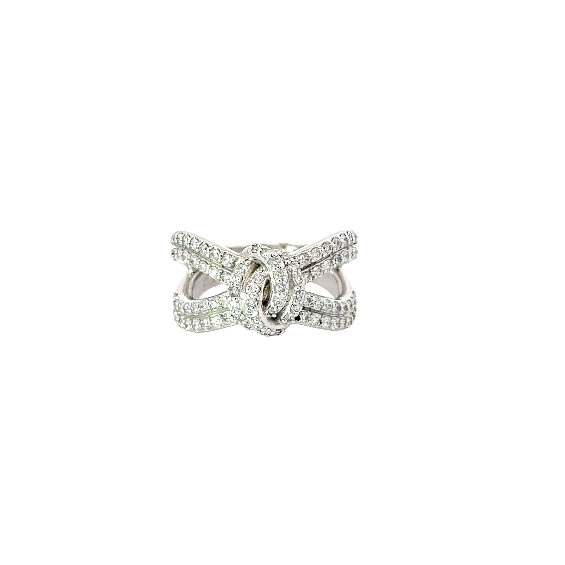 14k White Gold .80ct G SI1 Round Diamond Love Knot Ring