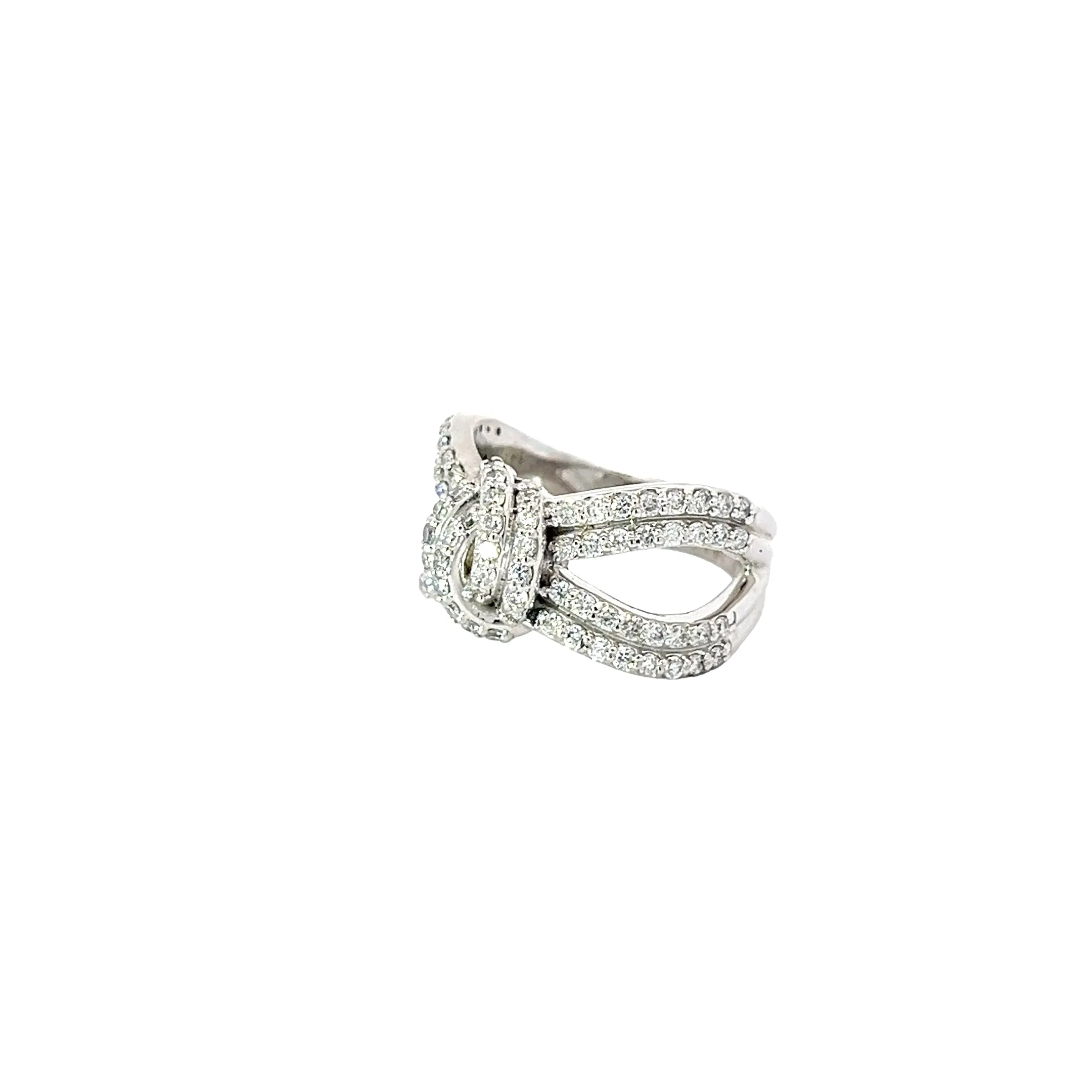 14k White Gold .80ct G SI1 Round Diamond Love Knot Ring