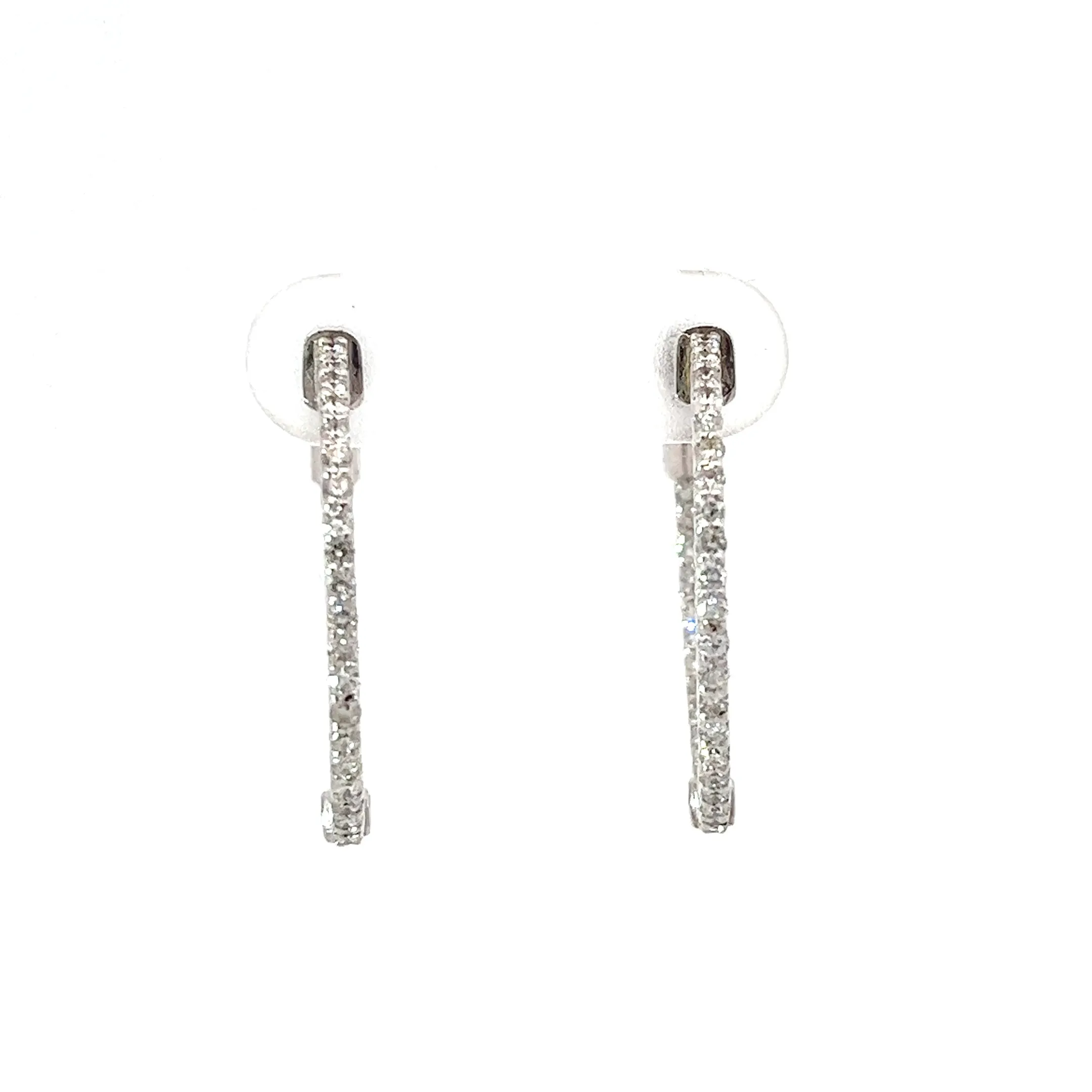 14k White Gold .80ct G VS2 Round Diamond Hoop Earrings