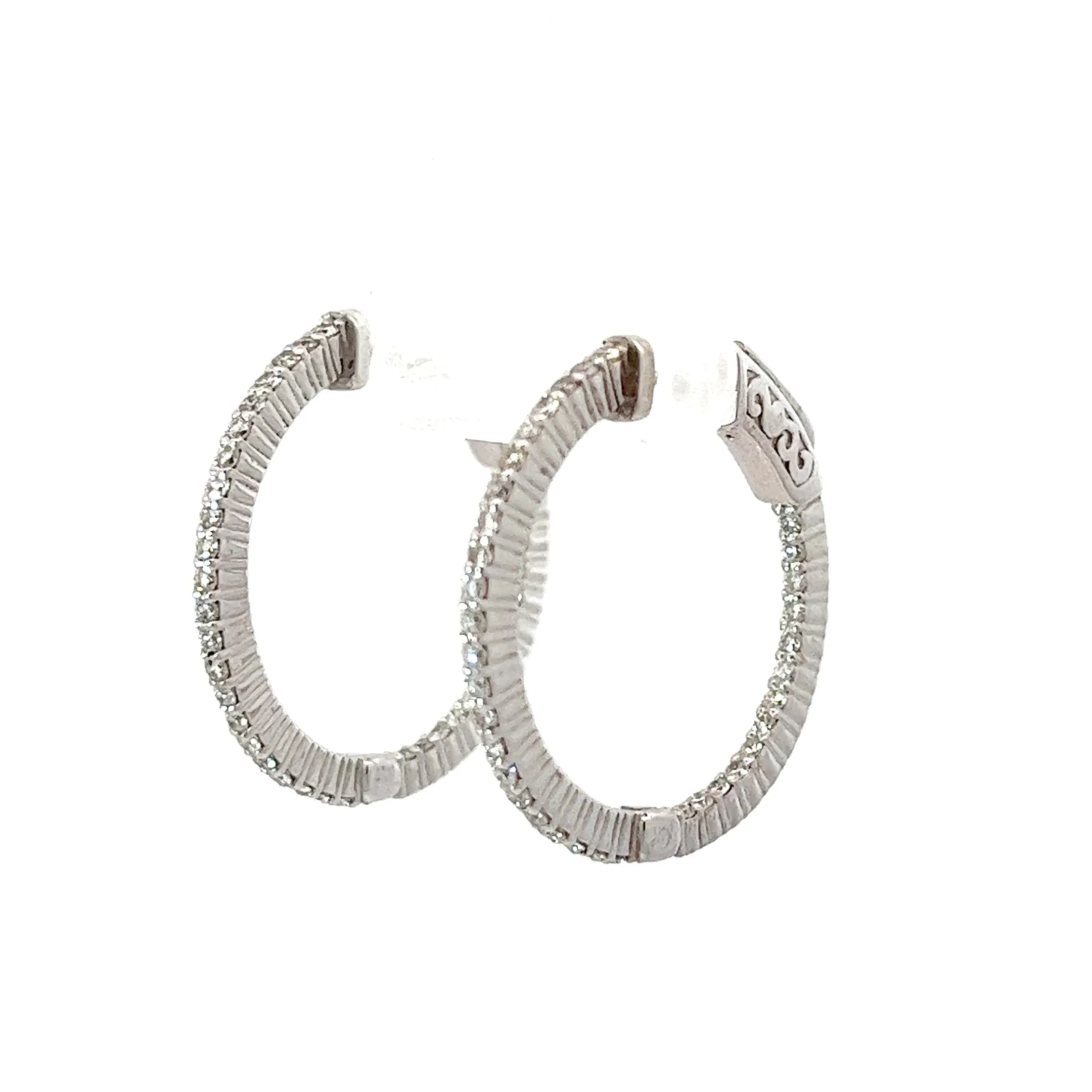 14k White Gold .80ct G VS2 Round Diamond Hoop Earrings
