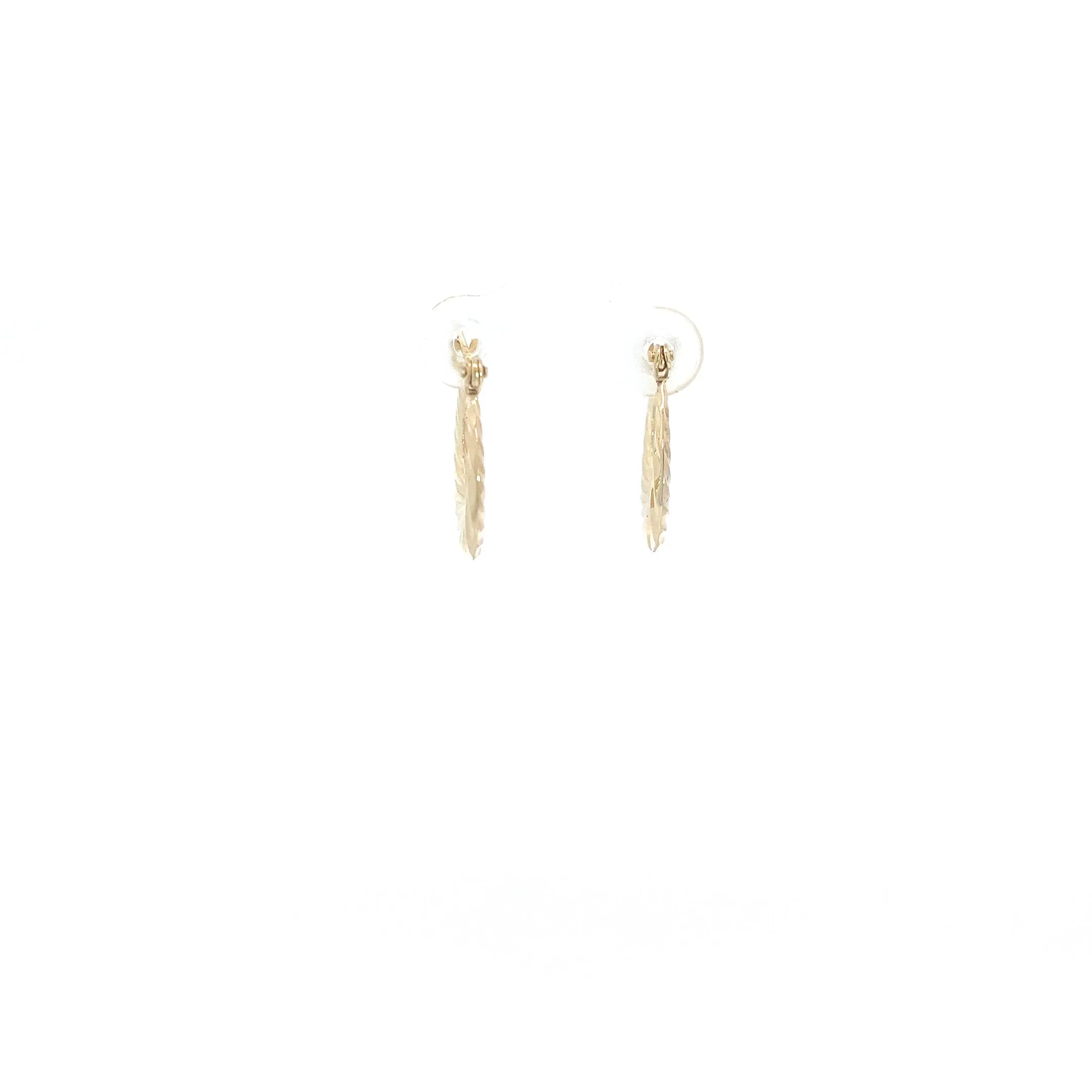 14k Yellow Gold 1.5 Gram Oval Swirl Puffed Hoops 1/2 Inch