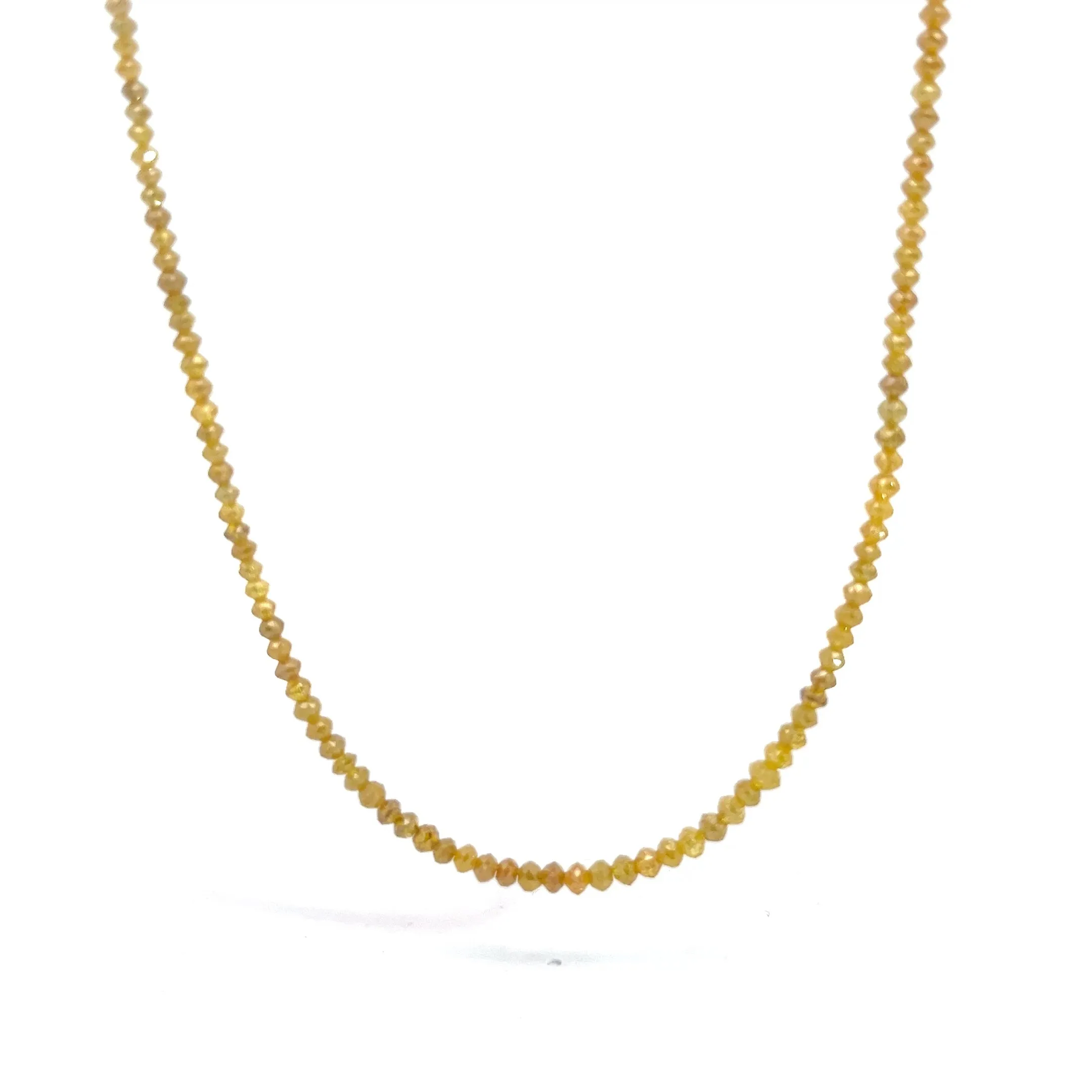 14k Yellow Gold 20.15ct Dark Canary Diamond Beads Necklace 16" inch