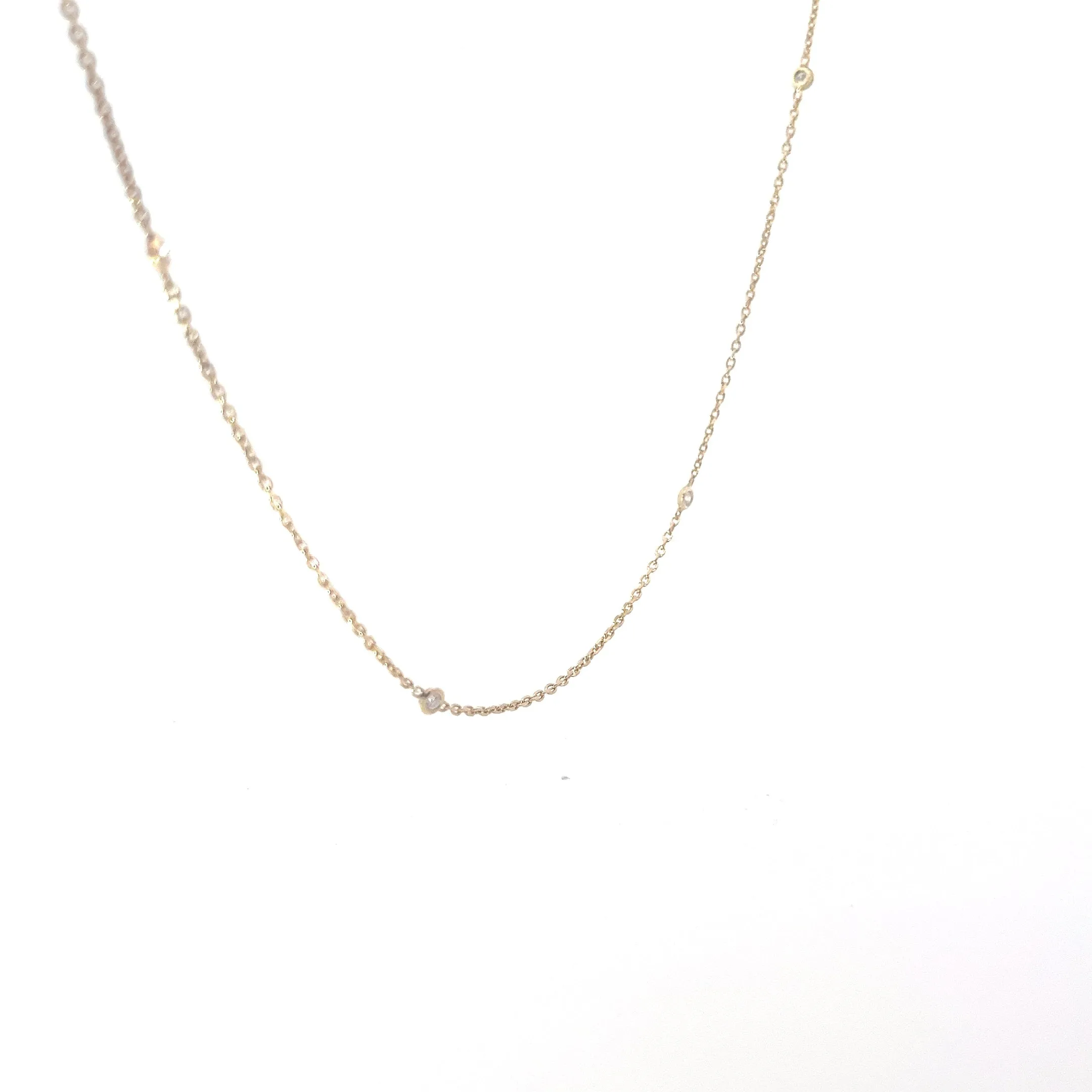 14k Yellow Gold .25ct G VS2 Round Diamond by the Yard Necklace 16"inch